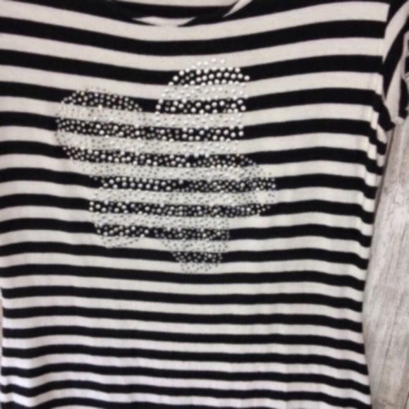 White House Black Market Striped Studded Tee - Picture 2 of 4